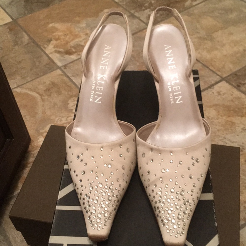 Anne Klein satin top and leather sole shoes